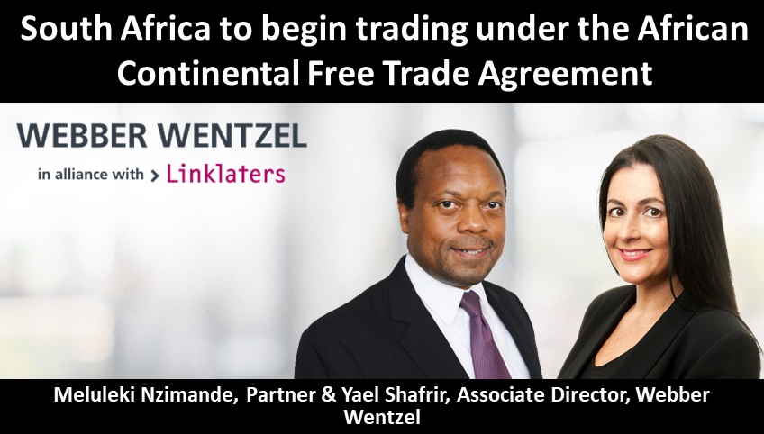 South Africa to begin trading under the African Continental Free Trade Agreement